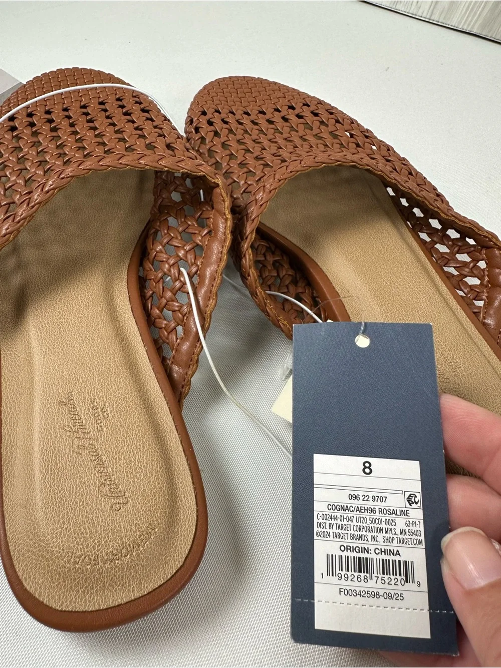 Woven Slide Mules in cognac - Women's Casual Slip-On